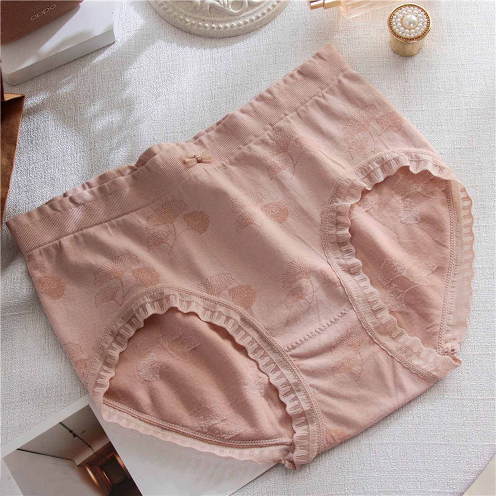 thumbnail image 4 of Braguitas de encaje de algodón para mujer talla grande - Braguitas de corte alto - Transpirables, no se suben - Cintura de spandex, 4 of 7